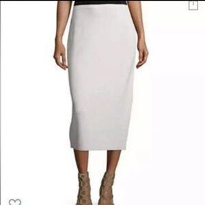NWT Eileen Fisher Silk Organic Cotton Interlock M Pencil Skirt Knit Bone Career